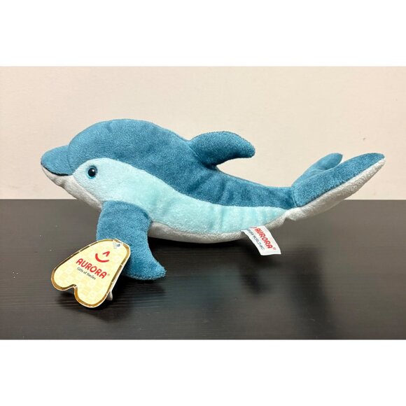 Aurora Blue Dolphin Plush Stuffed Animal Toy 12" Soft Polyester #50062 - Picture 1 of 5